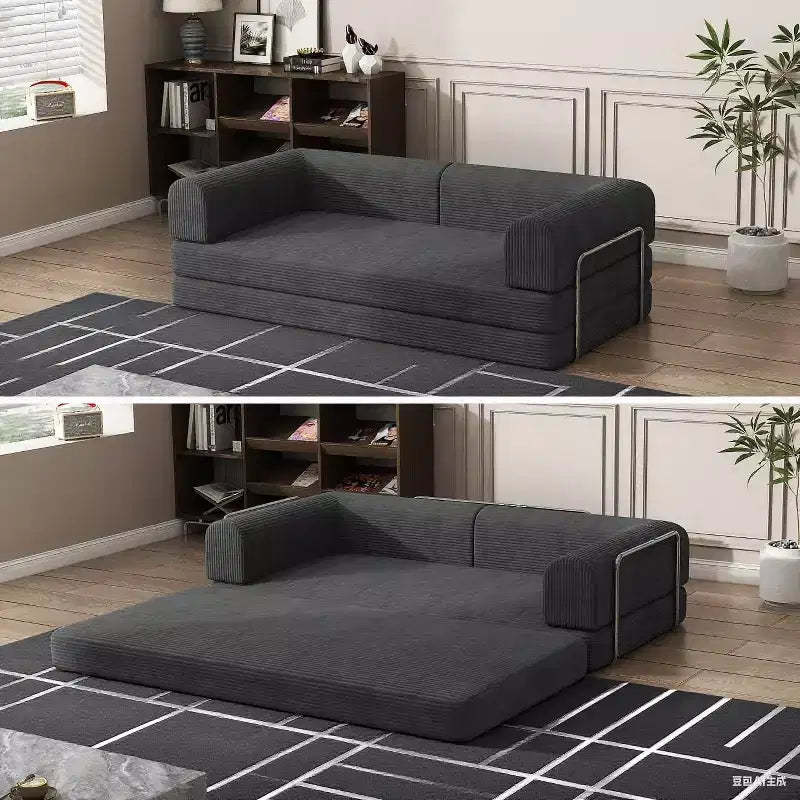 Convertible Sleeper Sofa Bed, Sleeper Sofa Corduroy Fabric High-Density Sponge, Modular Sofa Bed for Living Room Lounge Studio