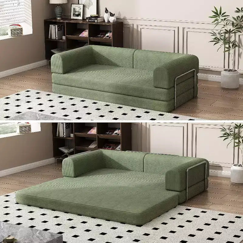 Convertible Sleeper Sofa Bed, Sleeper Sofa Corduroy Fabric High-Density Sponge, Modular Sofa Bed for Living Room Lounge Studio
