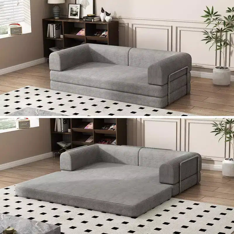 Convertible Sleeper Sofa Bed, Sleeper Sofa Corduroy Fabric High-Density Sponge, Modular Sofa Bed for Living Room Lounge Studio