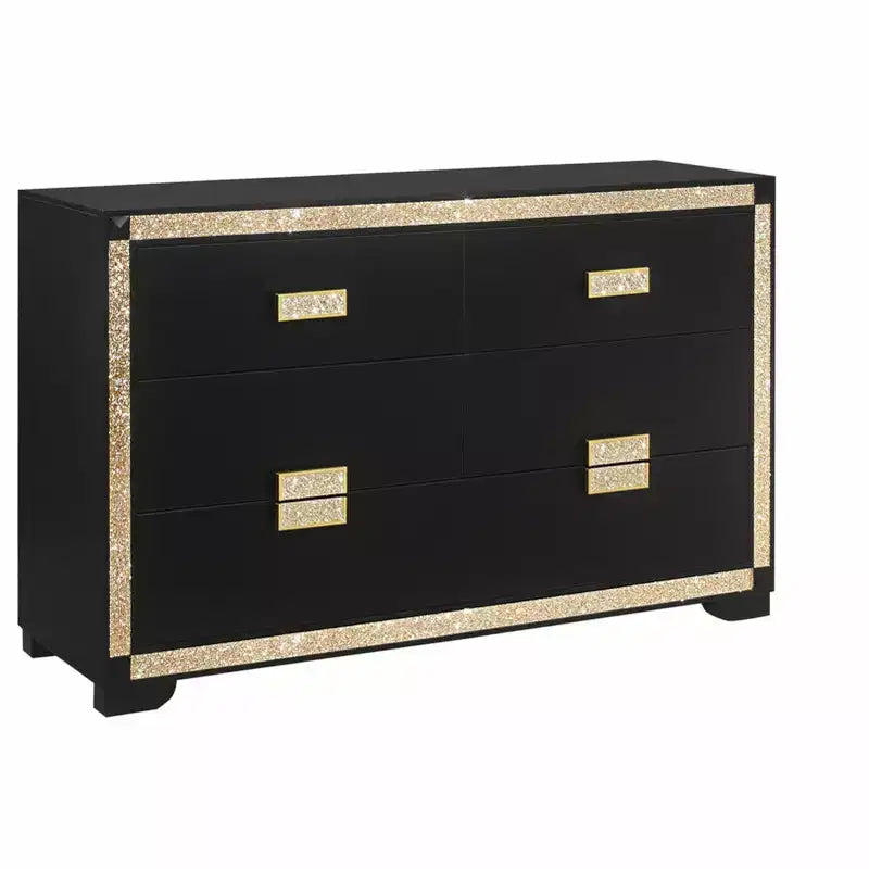 20.25 in H Chip Board Horizontal Dresser with 4 Drawers in Black
