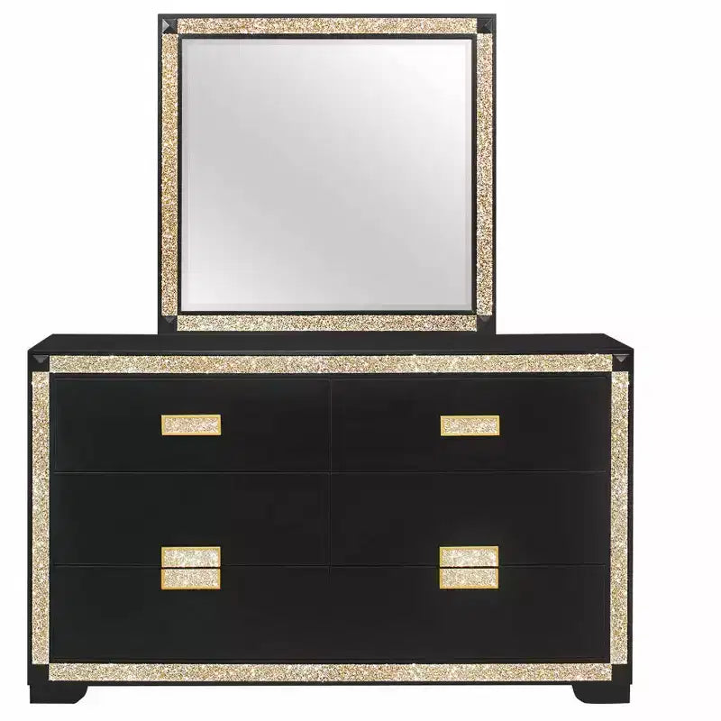 20.25 in H Chip Board Horizontal Dresser with 4 Drawers in Black