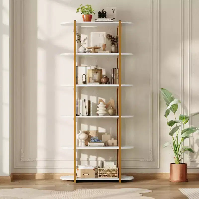 6-Tier Industrial Bookshelf - 71 Inch Tall Bookcase with Metal Frame & MDF Shelves, Freestanding Storage Book Shelf for Living Room, Bedroom, Home
