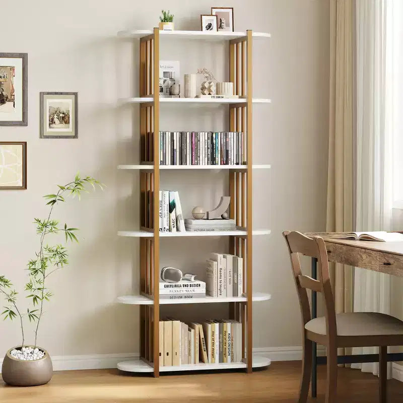 6-Tier Industrial Bookshelf - 71 Inch Tall Bookcase with Metal Frame & MDF Shelves, Freestanding Storage Book Shelf for Living Room, Bedroom, Home