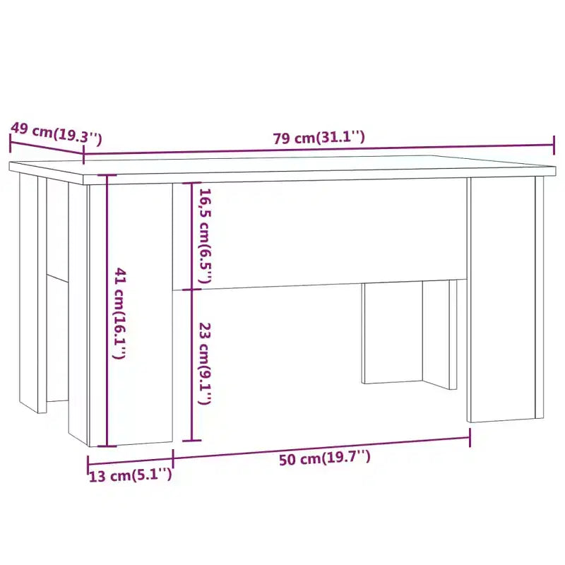 Coffee Table Smoked Oak Engineered Wood Medium
