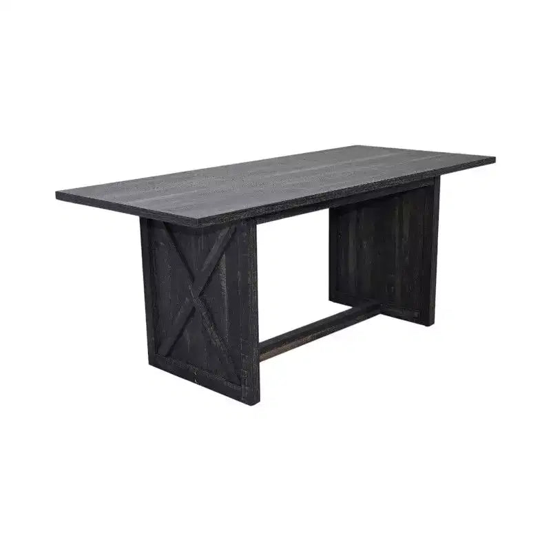 Table de salle à manger rectangulaire avec piètement en X, style industriel rustique pour salle à manger, bois noir