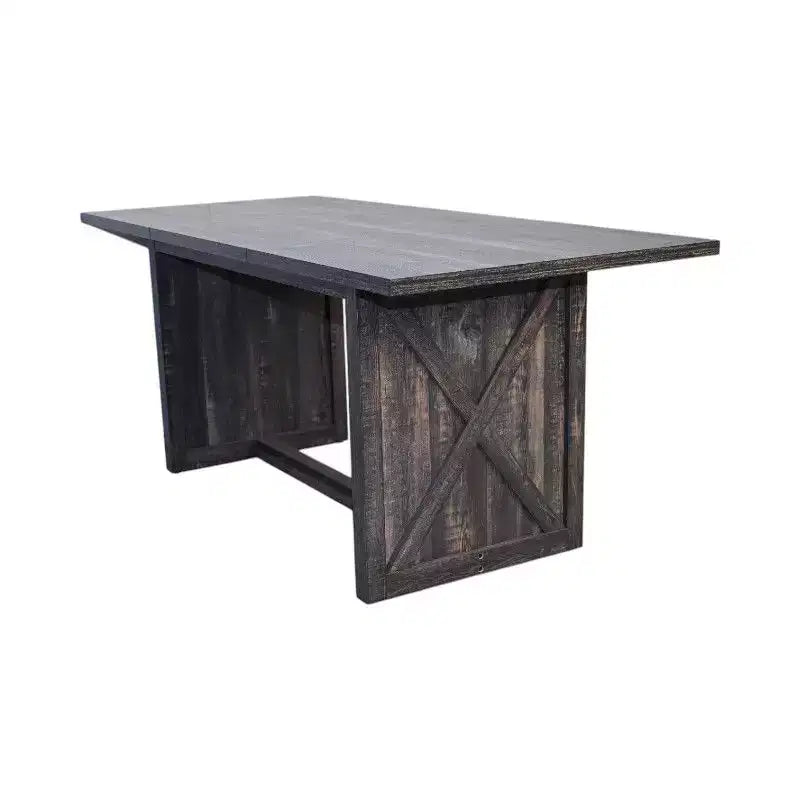 Table de salle à manger rectangulaire avec piètement en X, style industriel rustique pour salle à manger, bois noir