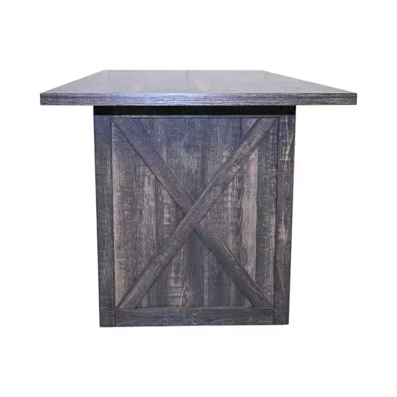 Table de salle à manger rectangulaire avec piètement en X, style industriel rustique pour salle à manger, bois noir