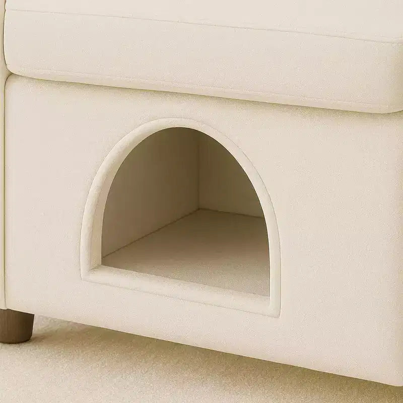 Fauteuil simple et mignon à oreilles de lapin avec cachette intégrée pour chat et chien, chaise de canapé individuelle adaptée aux animaux de compagnie pour chambre, salon