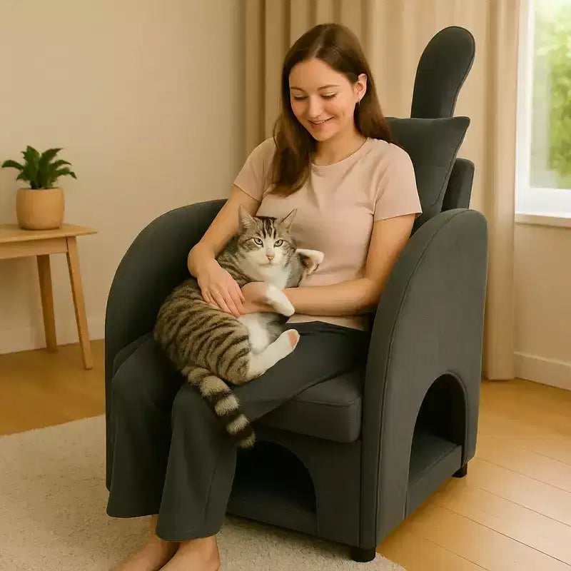 Fauteuil simple et mignon à oreilles de lapin avec cachette intégrée pour chat et chien, chaise de canapé individuelle adaptée aux animaux de compagnie pour chambre, salon