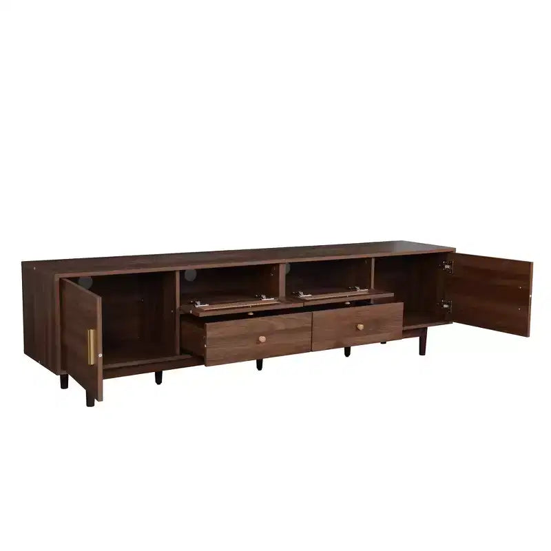 Meuble TV pour téléviseurs jusqu'à 85", Meuble TV de style ferme Console média Meuble TV avec tiroirs, Marron