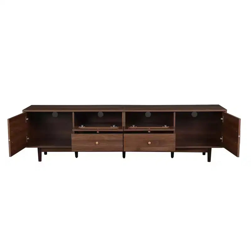 Meuble TV pour téléviseurs jusqu'à 85", Meuble TV de style ferme Console média Meuble TV avec tiroirs, Marron