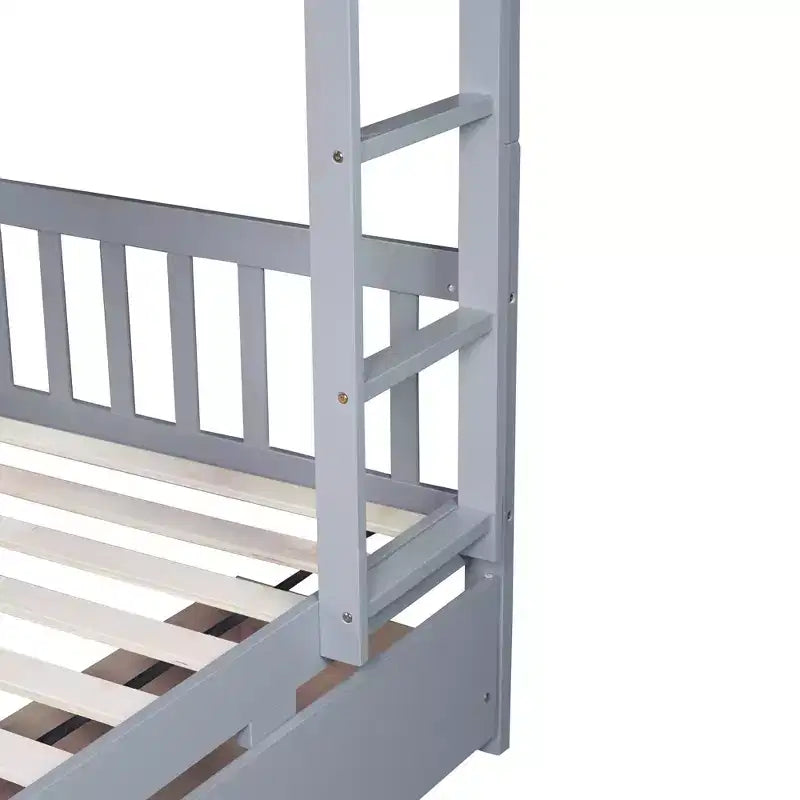 77.3IN Twin-Over-Twin Bunk Bed with 2 Storage Drawers, Convertible into 2 Twin Beds for Bedroom, Kids Room, Gray