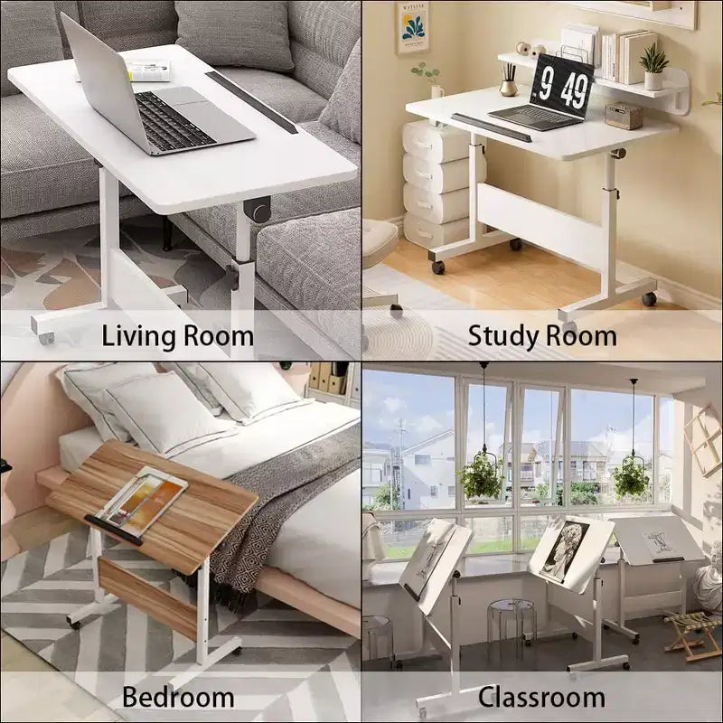 Adjustable Standing Desk (80x40cm, 65-87cm Height)  Mobile & Foldable Computer Desk with Wheels for Home Office, Rolling Laptop Table
