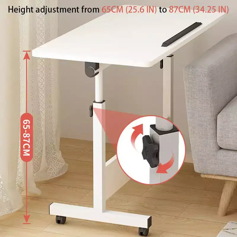 Adjustable Standing Desk (80x40cm, 65-87cm Height)  Mobile & Foldable Computer Desk with Wheels for Home Office, Rolling Laptop Table