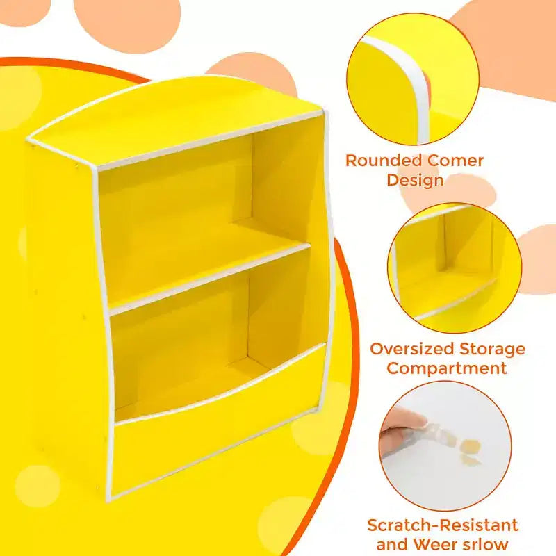 Children's Bookshelf - Book Storage Organizer, Double Layer Kids Toy Storage Cabinet with Open Compartments for Bedroom, Kids Room, Playroom