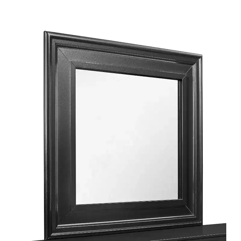 Metallic White Mirror with Sleek Frame - Glamorous Modern Bedroom Accent Mirror