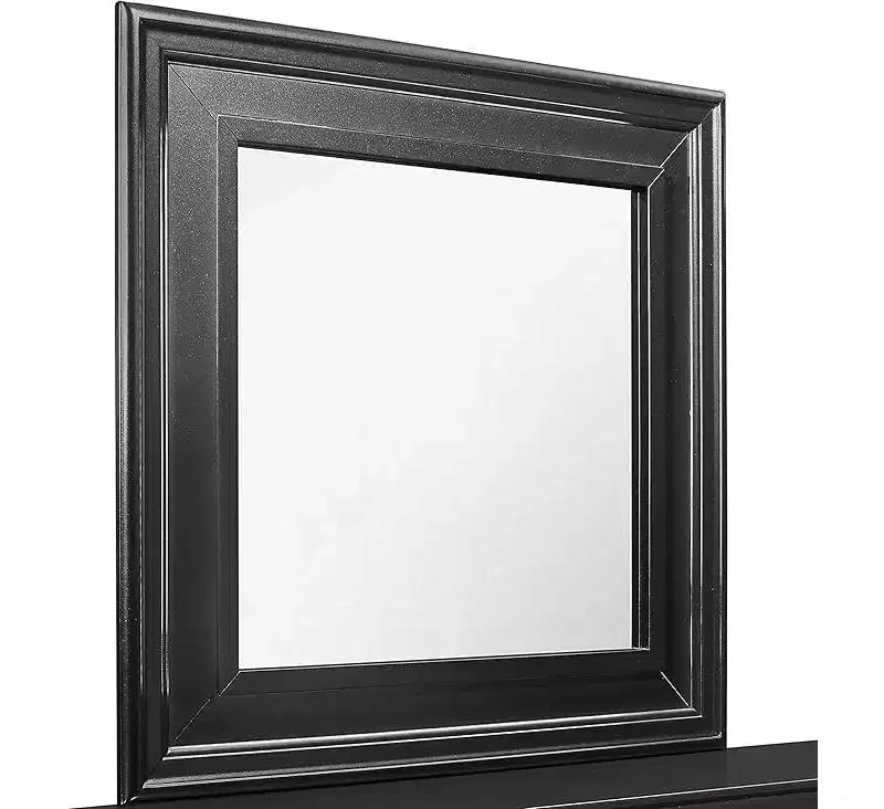 Metallic White Mirror with Sleek Frame - Glamorous Modern Bedroom Accent Mirror