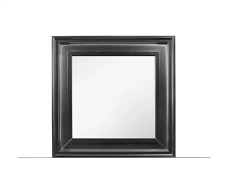 Metallic White Mirror with Sleek Frame - Glamorous Modern Bedroom Accent Mirror