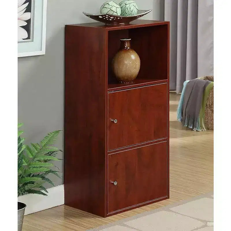 48 in H and 24 in W Cherry Wood Utility Storage Cabinet with 2 Doors and 2 Shelves
