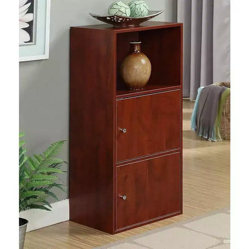 Armoire de rangement utilitaire en merisier de 48 po de hauteur et 24 po de largeur avec 2 portes et 2 étagères