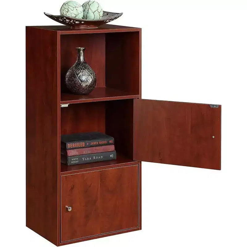 48 in H and 24 in W Cherry Wood Utility Storage Cabinet with 2 Doors and 2 Shelves