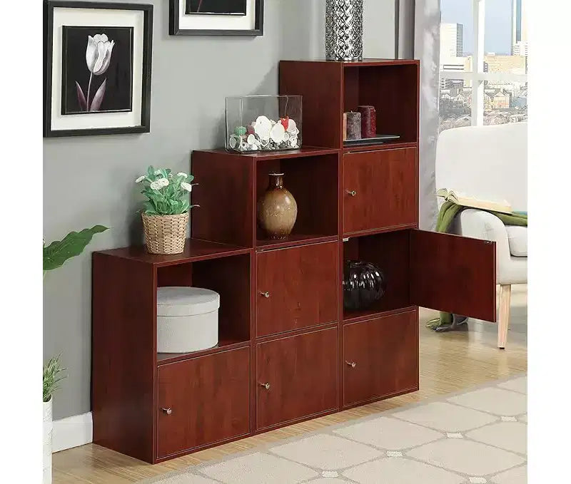 48 in H and 24 in W Cherry Wood Utility Storage Cabinet with 2 Doors and 2 Shelves