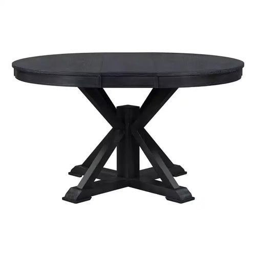 Table à manger extensible rétro de 137 cm, Table pliable avec rallonge de 30,5 cm, Table ronde pour salle à manger, salon, cuisine