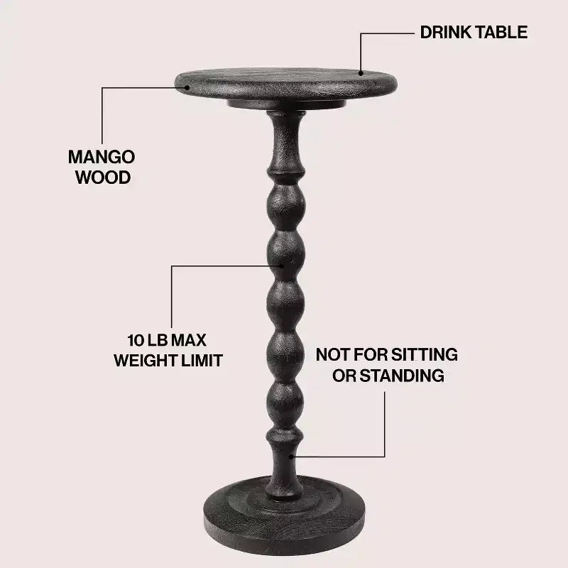 24.5" Cottage Classic Spindle Wood Pedestal Round Drink Table & Decorative End Table