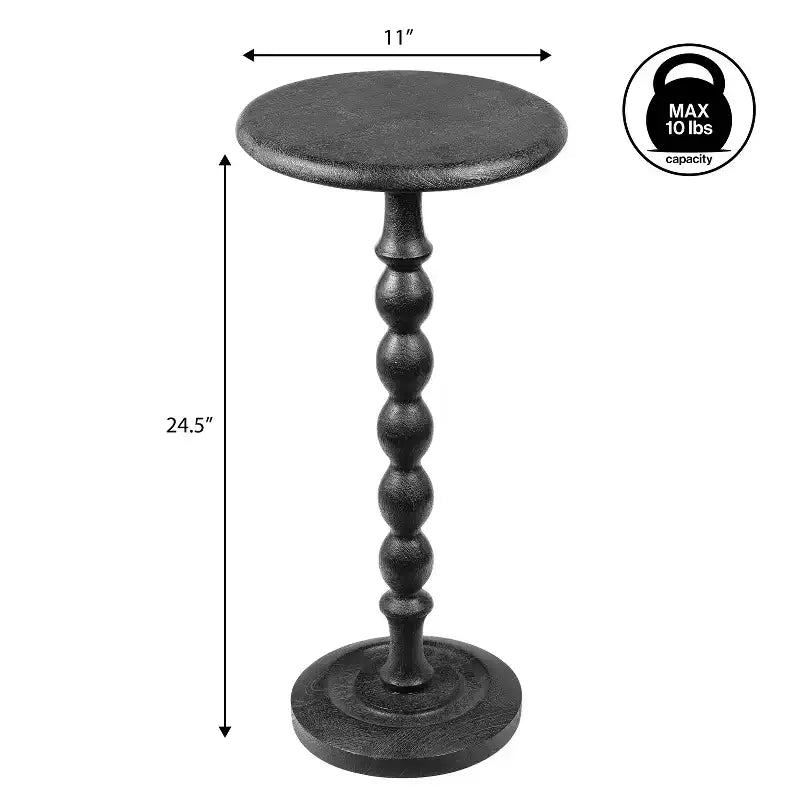 24.5" Cottage Classic Spindle Wood Pedestal Round Drink Table & Decorative End Table