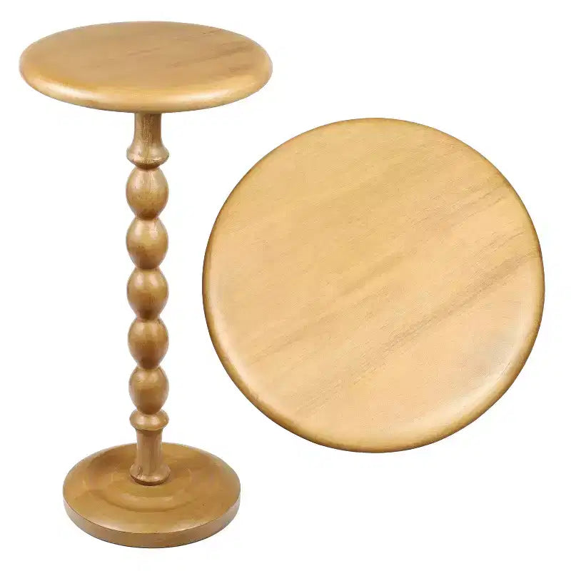 24.5" Cottage Classic Spindle Wood Pedestal Round Drink Table & Decorative End Table