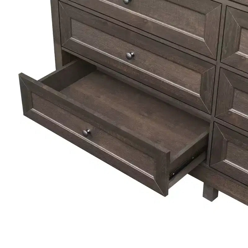 Commode de chambre rustique moderne à 9 tiroirs avec poignée argentée, commode en bois minimaliste, chiffonnier pour chambre à coucher, entrée