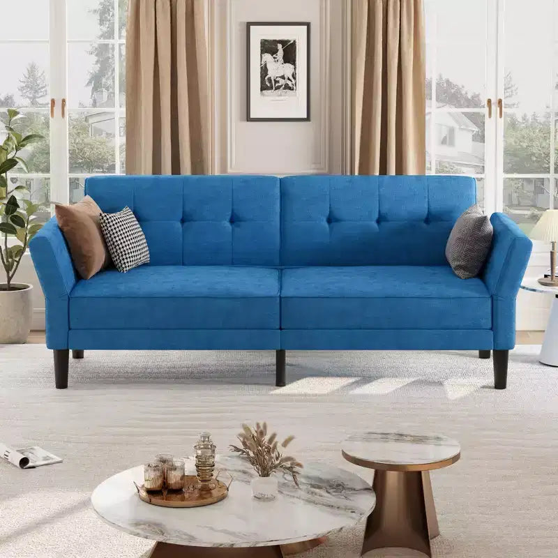 89 Futon Sofa Bed, Convertible Sleeper Sofa with Adjustable Backrest & Armrest, Modern Loveseat Sleeper for Living Room Bedroom Apartments