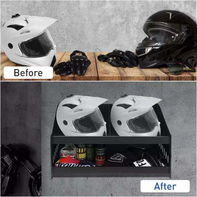 Helmet Storage Cabinet, Wall-Mounted Aluminum Helmet Organizer with Lockable Storage