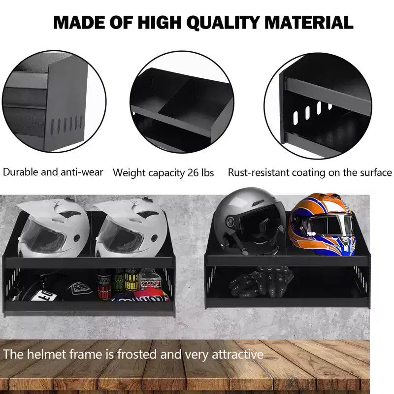 Helmet Storage Cabinet, Wall-Mounted Aluminum Helmet Organizer with Lockable Storage