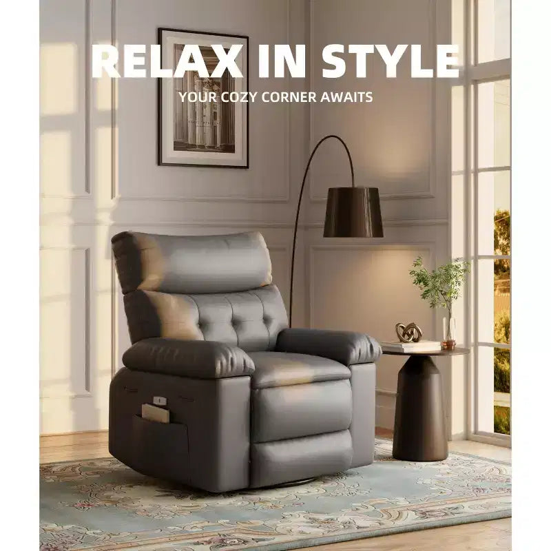 27 Oversized Recliner Chair  360 Swivel Rocker with Heat & Massage (for Living Room/Bedroom/Nursery)