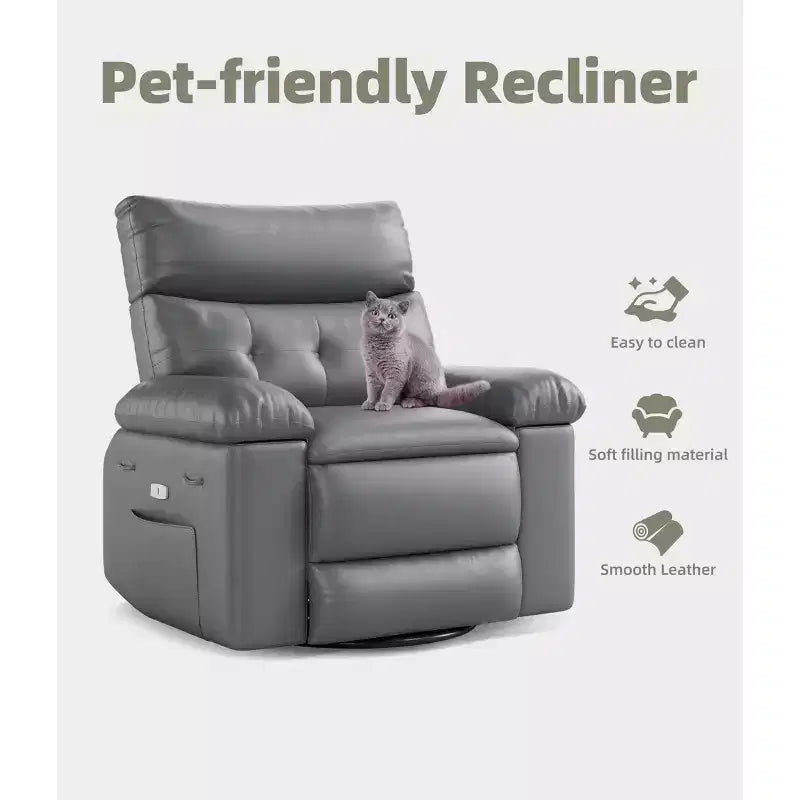 27 Oversized Recliner Chair  360 Swivel Rocker with Heat & Massage (for Living Room/Bedroom/Nursery)