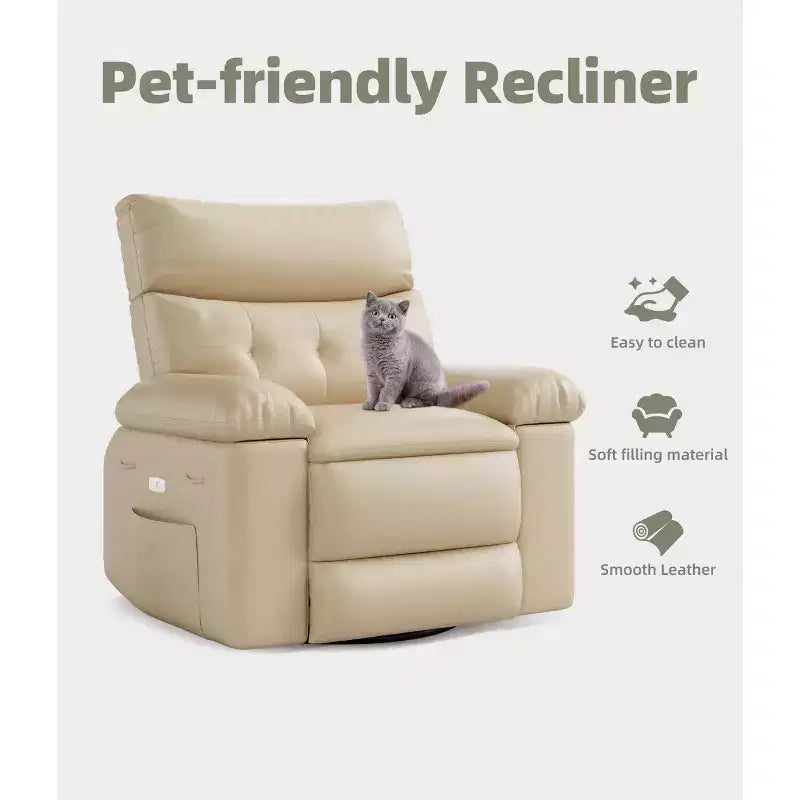 27 Oversized Recliner Chair  360 Swivel Rocker with Heat & Massage (for Living Room/Bedroom/Nursery)