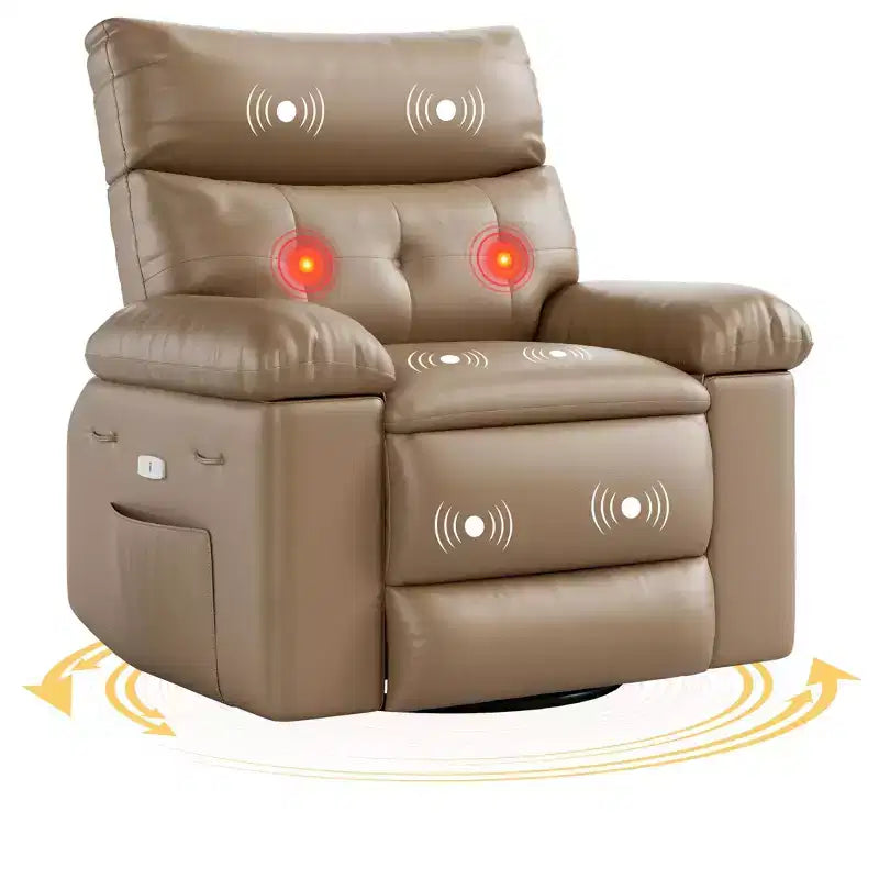 27 Oversized Recliner Chair  360 Swivel Rocker with Heat & Massage (for Living Room/Bedroom/Nursery)
