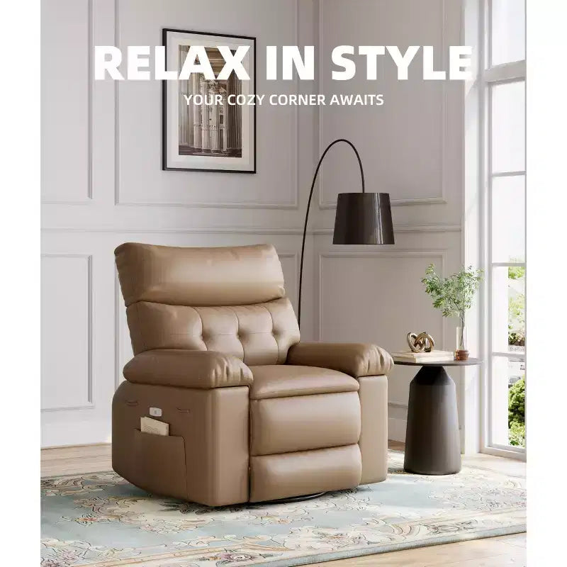 27 Oversized Recliner Chair  360 Swivel Rocker with Heat & Massage (for Living Room/Bedroom/Nursery)