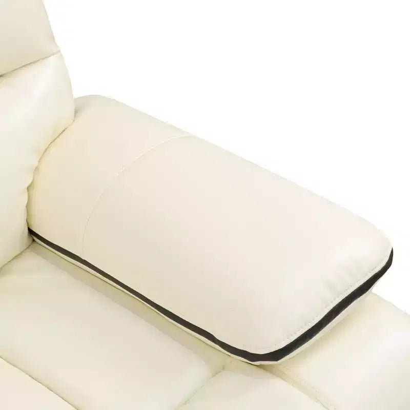 Power Recliner Chair, Electric Bonded Leather Reclining Chair with USB Charging & Adjustable Backrest for Living Room, Off-White
