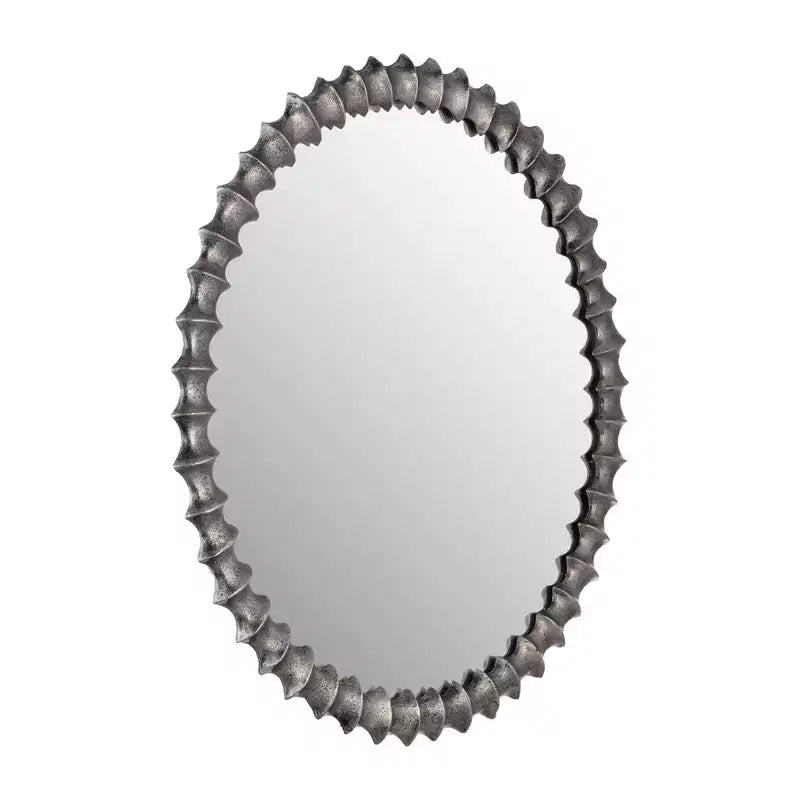 Modern Round Wall Mirror with Decorative Metal Frame - Glass Accent Mirror for Home, Office, Bedroom, Living Room - Metallic Finish - 29 Silver