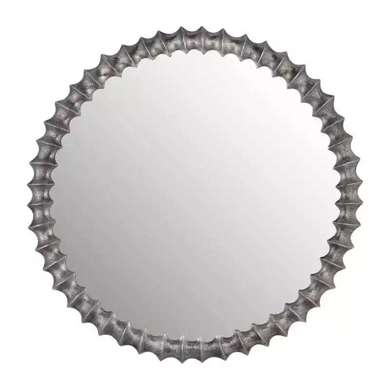 Modern Round Wall Mirror with Decorative Metal Frame - Glass Accent Mirror for Home, Office, Bedroom, Living Room - Metallic Finish - 29 Silver