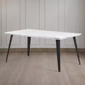 Dining Table for 4-6 Person with Sturdy Thickened Faux Marble Print Tabletop and Metal Steel Legs, White