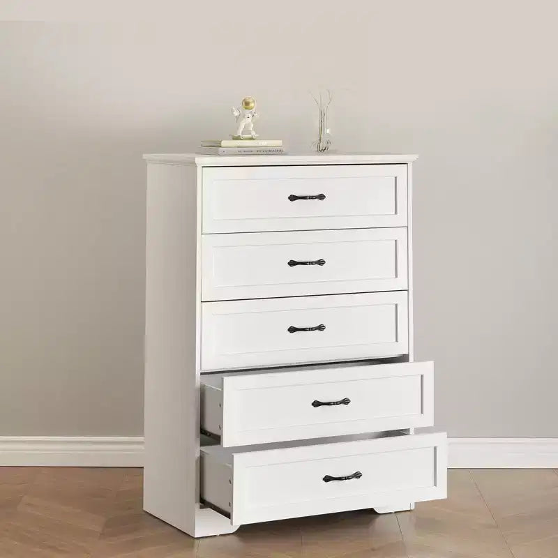 6-Drawer Wooden Dresser for Bedroom with Wide Metal Handles, Modern Farmhouse Style Chest of Drawers, Storage Organizer for Bedroom and Living Room