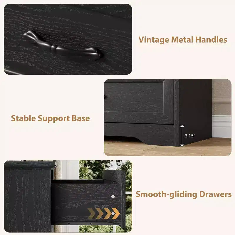 6-Drawer Wooden Dresser for Bedroom with Wide Metal Handles, Modern Farmhouse Style Chest of Drawers, Storage Organizer for Bedroom and Living Room