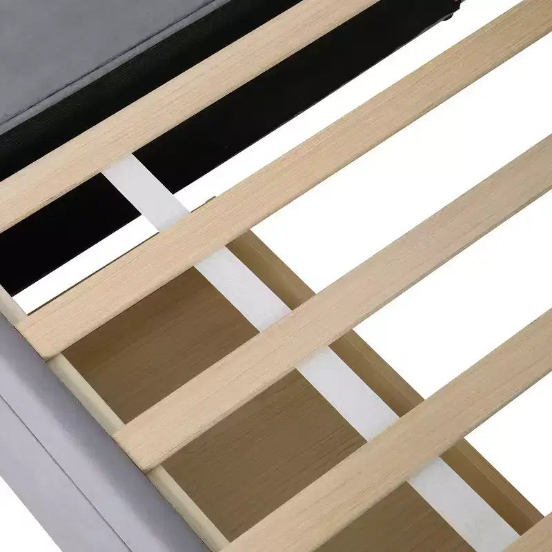 Twin Size L-Shaped Platform Bed with Wrap-Around Storage and Drawers, Sturdy and Durable Construction