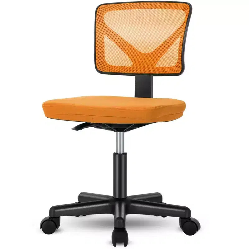 Chaise de bureau Chaise d'ordinateur sans bras en maille pour bureau à domicile, petite chaise de travail pivotante réglable à dossier bas pour adolescents et adultes, bleue