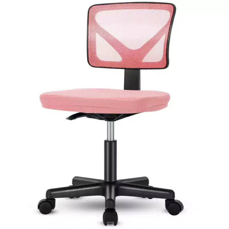 Chaise de bureau Chaise d'ordinateur sans bras en maille pour bureau à domicile, petite chaise de travail pivotante réglable à dossier bas pour adolescents et adultes, bleue