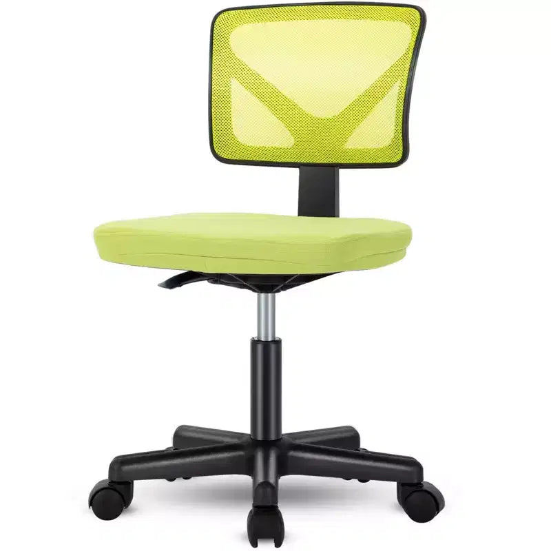 Chaise de bureau Chaise d'ordinateur sans bras en maille pour bureau à domicile, petite chaise de travail pivotante réglable à dossier bas pour adolescents et adultes, bleue