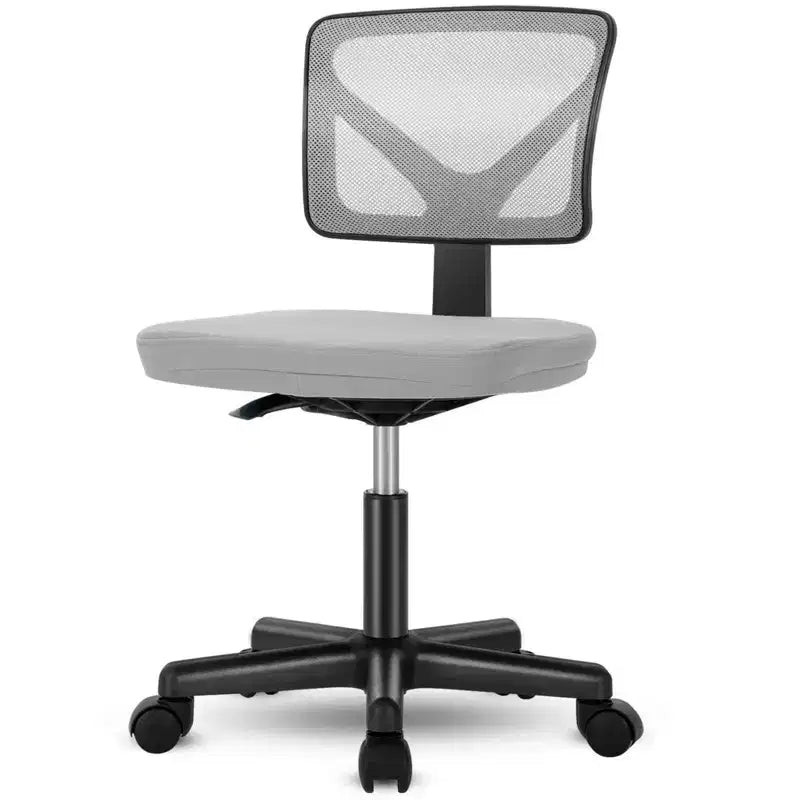 Chaise de bureau Chaise d'ordinateur sans bras en maille pour bureau à domicile, petite chaise de travail pivotante réglable à dossier bas pour adolescents et adultes, bleue